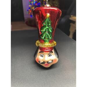 Vintage 2003 Mark Klaus Faces Full Festive Joy Nutcracker Blown Glass Ornament